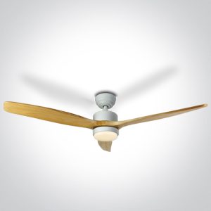 White Body Ceiling Fans Light Wood Blades